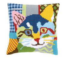 Afbeelding in Gallery-weergave laden, DIY Kruissteekkussen Lapjeskat