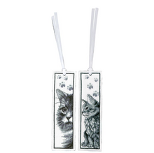 Afbeelding in Gallery-weergave laden, Bladwijzer kit katten zwart wit zet van 2