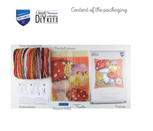 Afbeelding in Gallery-weergave laden, Kruissteekkussen kit vogeltje op paddenstoel