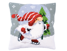 Afbeelding in Gallery-weergave laden, Vervaco kruissteekkussen kerskabouter op ijs