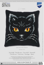 Afbeelding in Gallery-weergave laden, DIY Kruissteekkussen zwarte kat
